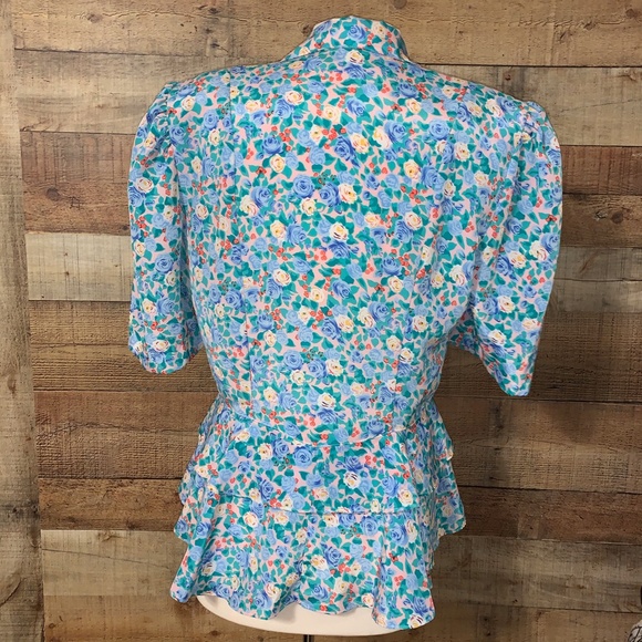 S.L. Fashions | Vintage Floral Print Wrap Blouse - Picture 6 of 8